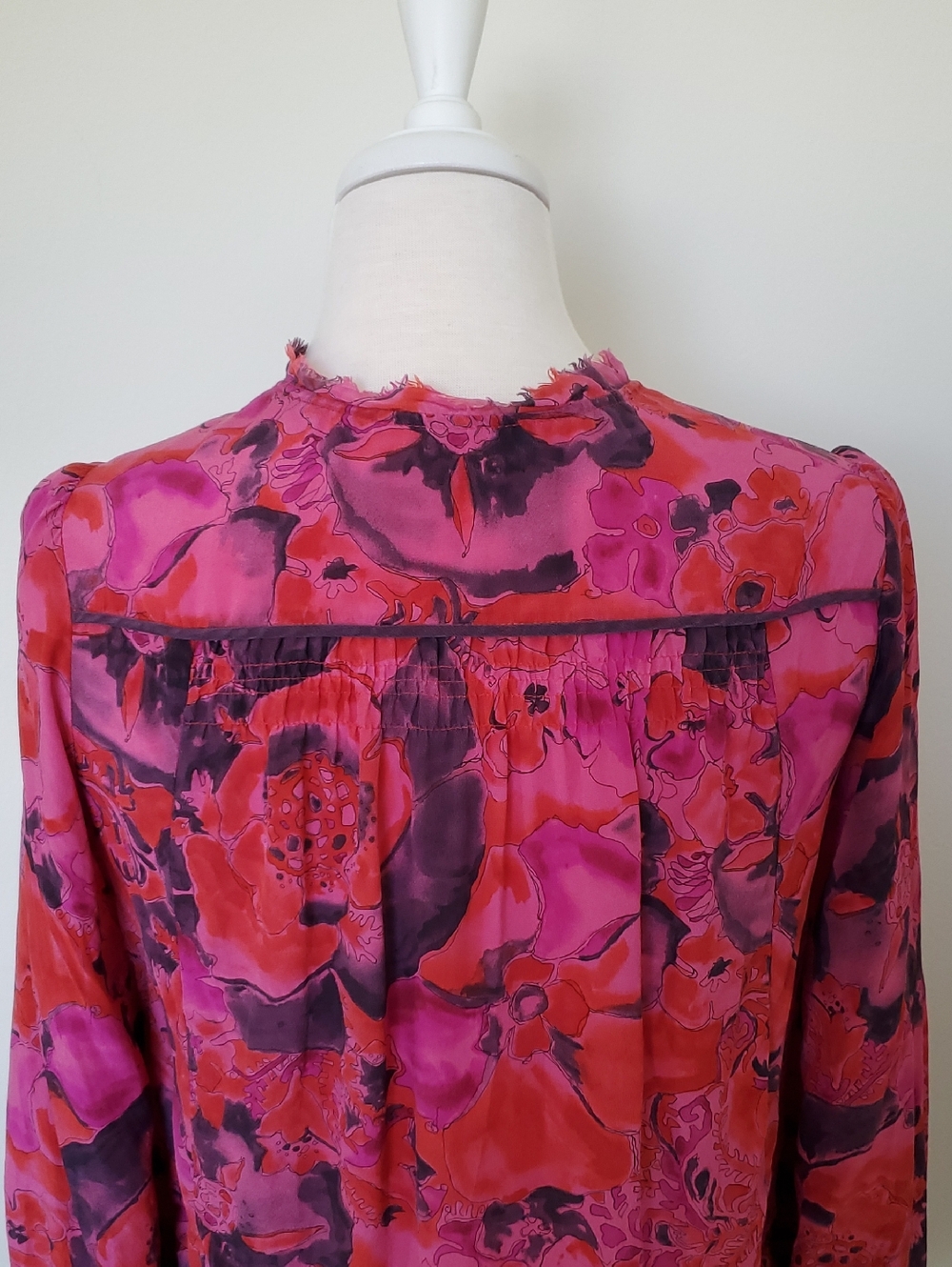 Rebecca Taylor Vibrant Pink, Red And Purple Silk Blouse Size 8 - Picture 6 of 9